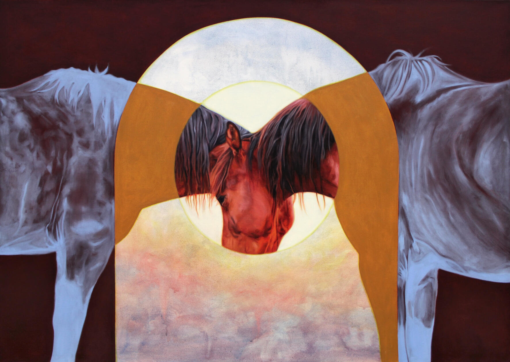 Faithful and True, oil and acrylic on canvas, 42" x 60", 2025