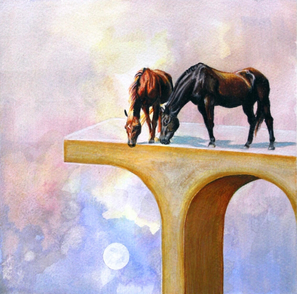 High Road, acrylic and pencil on paper, 8" x 8", 2024, Sold