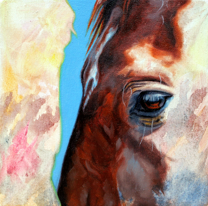 The Welcomers, oil and acrylic on canvas, 8" x 8", 2024, Sold