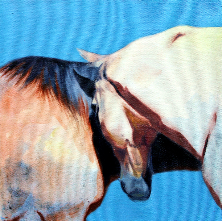 The Familiars, oil and acrylic on canvas, 8" x 8", 2024, Sold